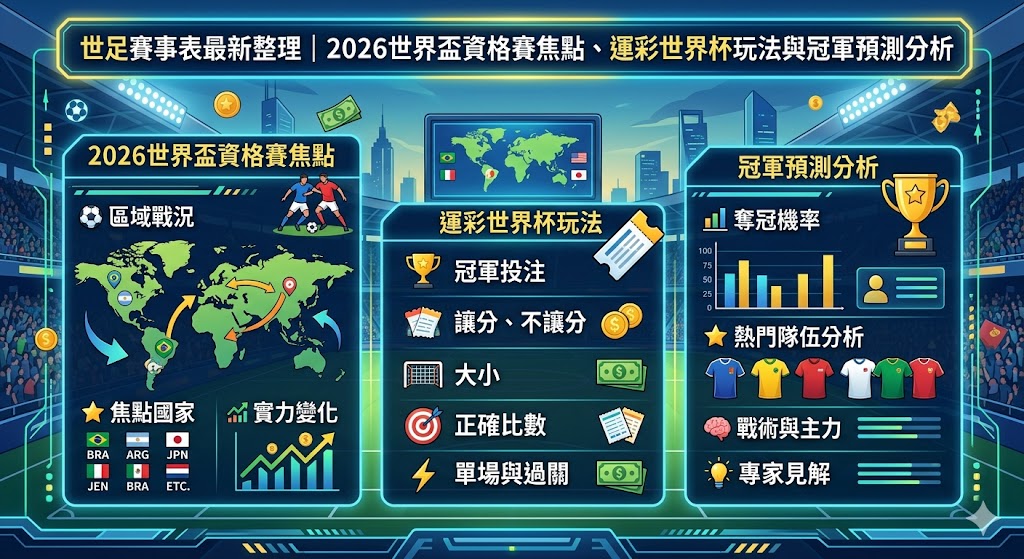 世足賽事表最新整理｜2026世界盃資格賽焦點、運彩世界杯玩法與冠軍預測分析